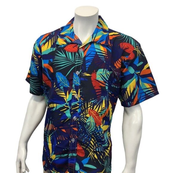 SHUANGQI MEN'S HAWAIIAN ALOHA MULTI-COLORED SHIRT - Picture 4 of 9